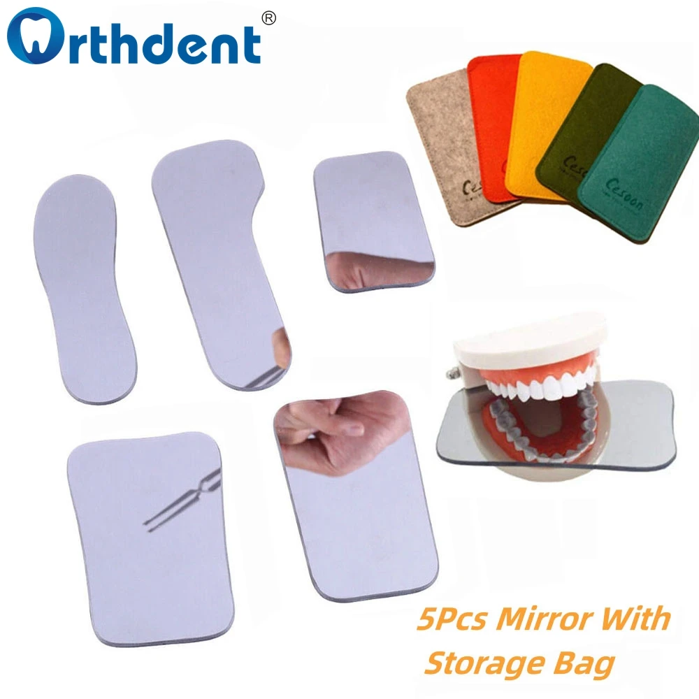 

5 Pcs 2-Side Dental Glass Mirror Intraoral Photographic Rhodium Occlusal Reflector Oral Orthodontic Mirrors Dentist Tools