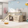 Wood Loft Bed with Slide, Ladder,  Loft Bed for Girls & Boys, Children Beds 5