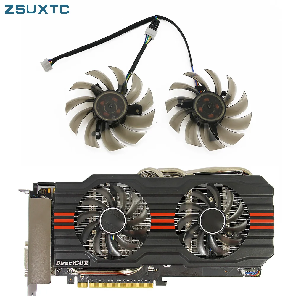 2 Pz/Lotto T128010Sh Dc 12V 0.25A 75Mm Sostituire Per Asus R9 270X Hd7850 Gtx 660 770 Gtx660 Tidirectcu Ii Ventola Della Scheda Grafica 5Pin