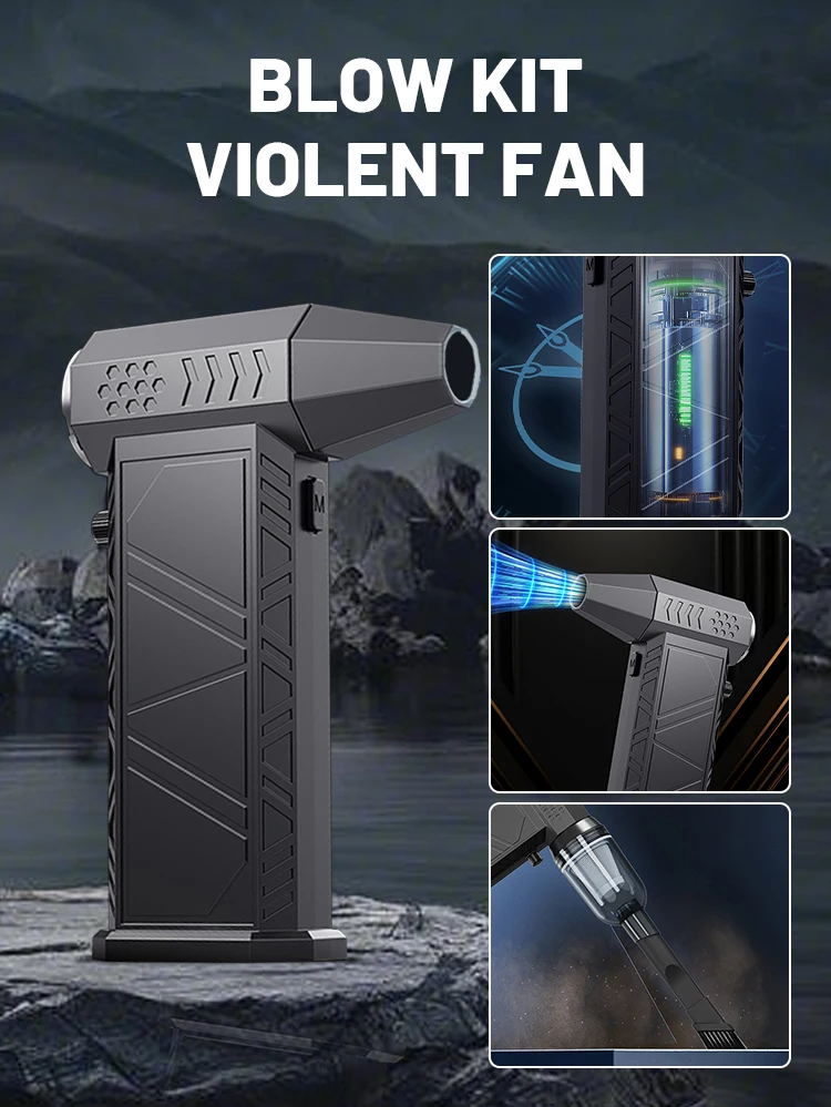 New 300000RPM Violent Fan Powerful Air Blower Vacuum Dust Cleaner Type-C Charge Strong Winds 58m/s Brushless Turbo Jet Blower