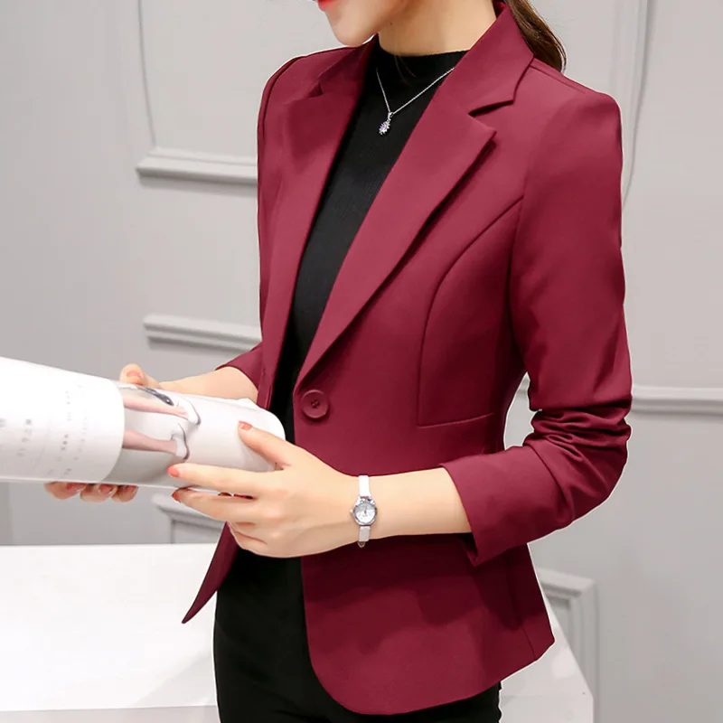 

Women Slimming Fit Suit Coat For Autumn Spring Long Sleeve Fashion Solid Color Office Suit Tops Work Jacket Business Blazers