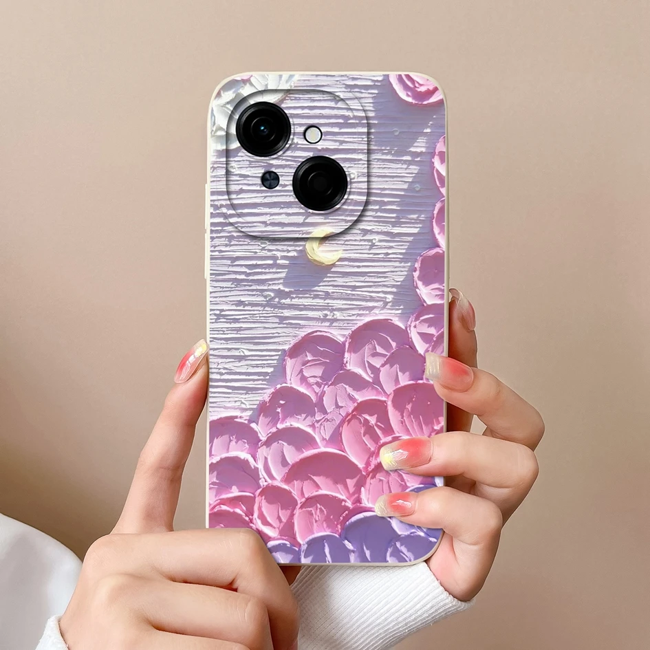 Colorful Pattern Liquid Silicone Case with Lens Protection