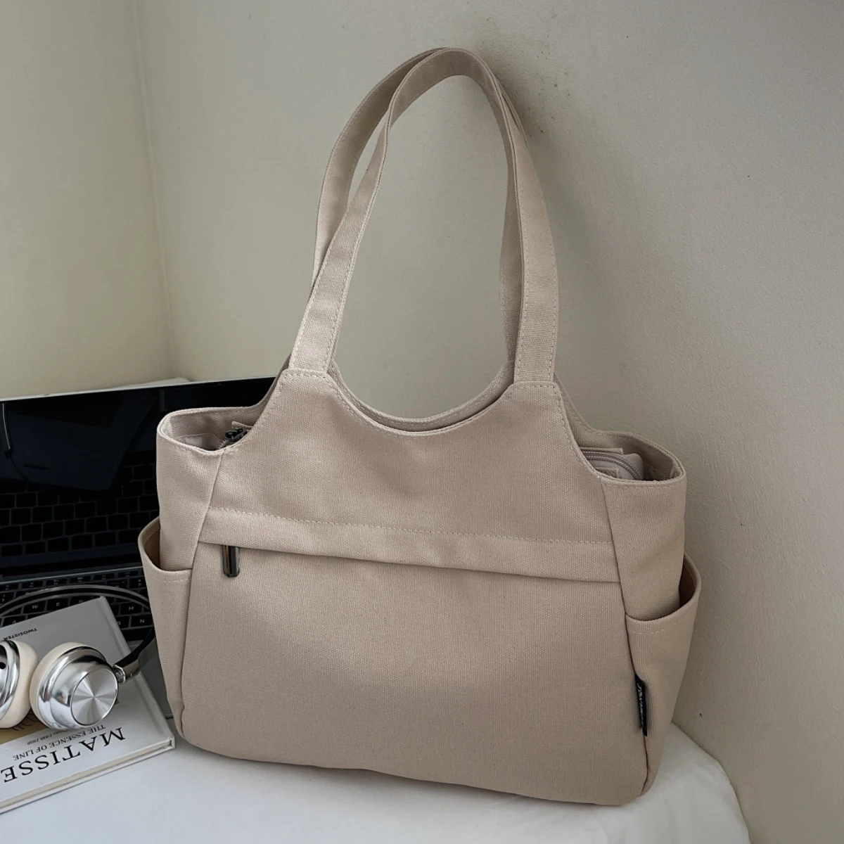 Canvas Bag Women's Tote Bag Large Capacity 2025 New Style Ladies' Fashionable Work Commute Bag High-End Women's Bag Student Class Bag