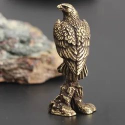 Eagle Statue Sculpture Handmade Crafts Ornament Vintage Copper Bird Figurine Home Office Desk Animal Decoration