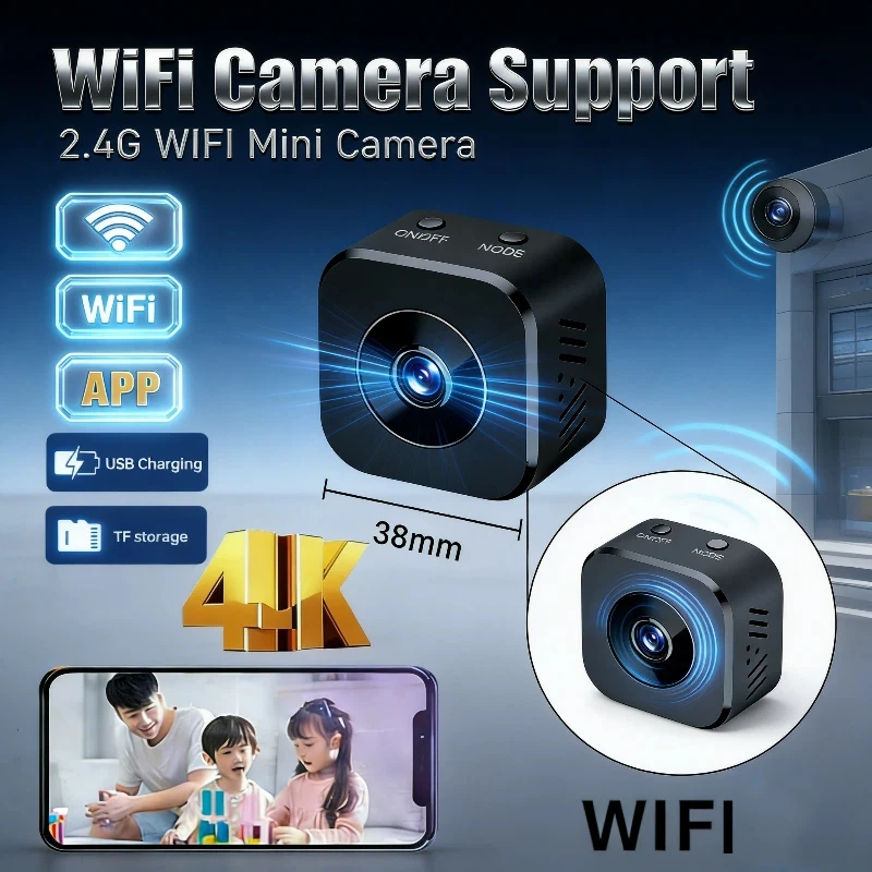 Mini Security Camera 4K Full HD Wireless WiFi Surveillance With 2 Way Audio Motion Detection Intelligent Infrared Night Vision
