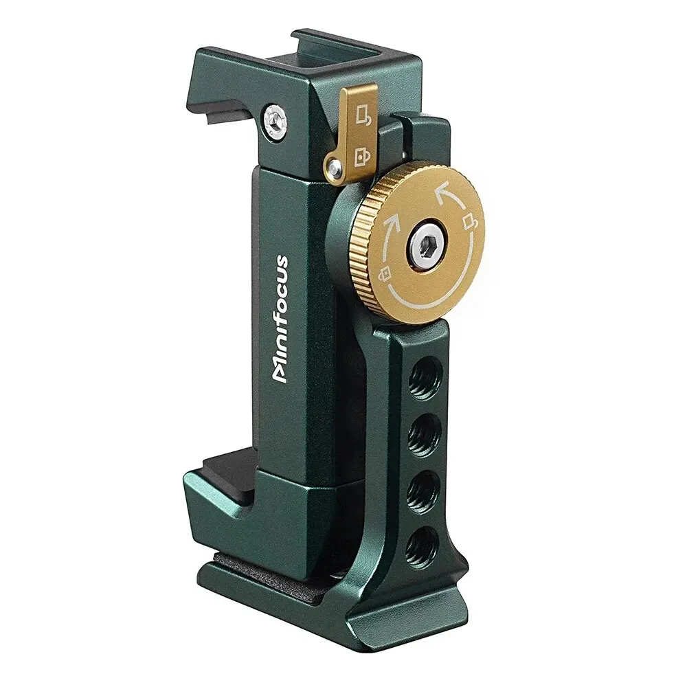 Versatile Metal Phone Holder Clamp with Cold Shoe and 360° Rotatable Tripod Mount for Video and Photography