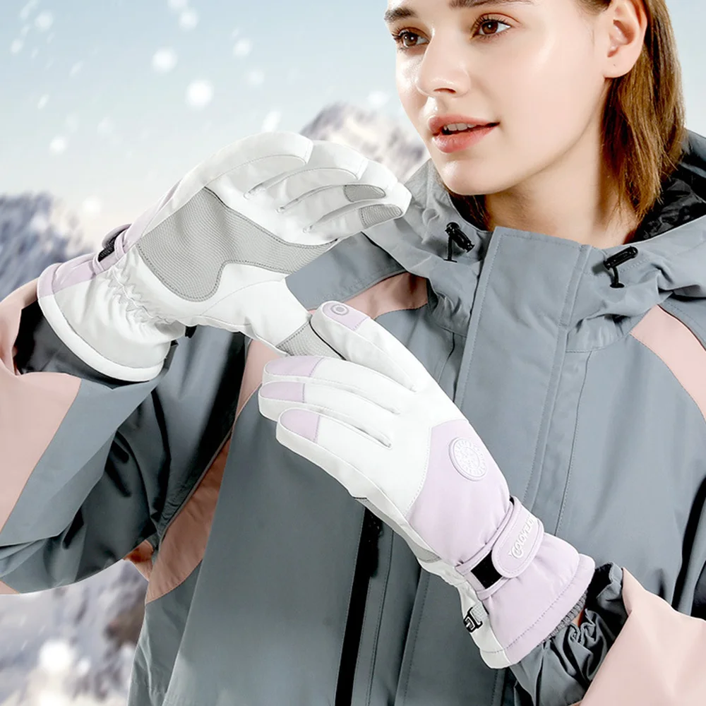 Mănuși termice impermeabile pentru schi, femei, ecran tactil de iarnă, din fleece, calde, pentru snowboard, schi, alergare, ciclism_voghion.com