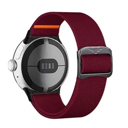 Nylon Loop Bracelet Elastic Sport Band Strap for Pixel Watch 321 41mm (Wine red)