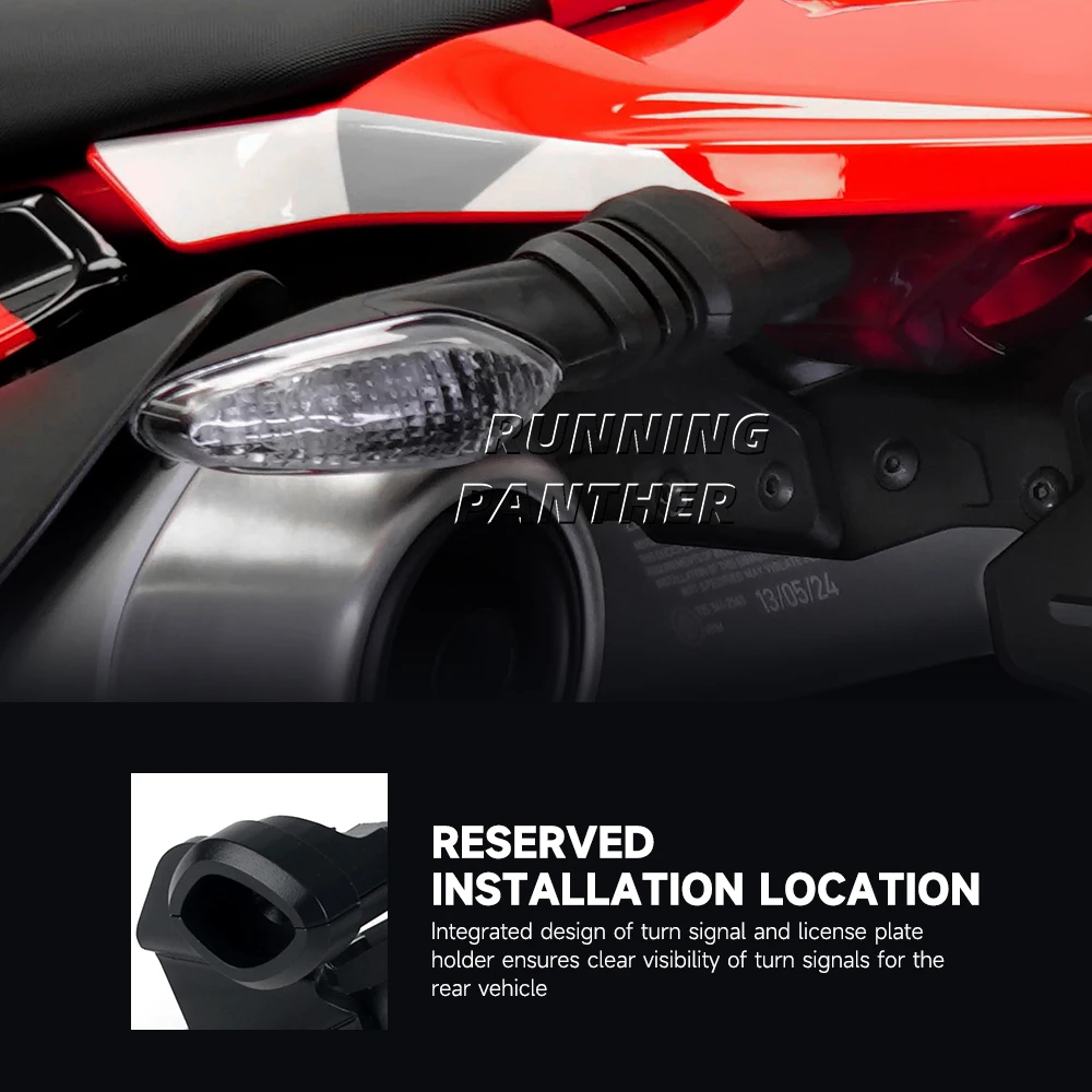 Ducati Hypermotard 698 Mono 2024-오토바이 후면 짧은 Tailstock 깔끔한 Tailstock 브래킷 (LED 라이트 라이센스 플레이트 홀더 포함)
