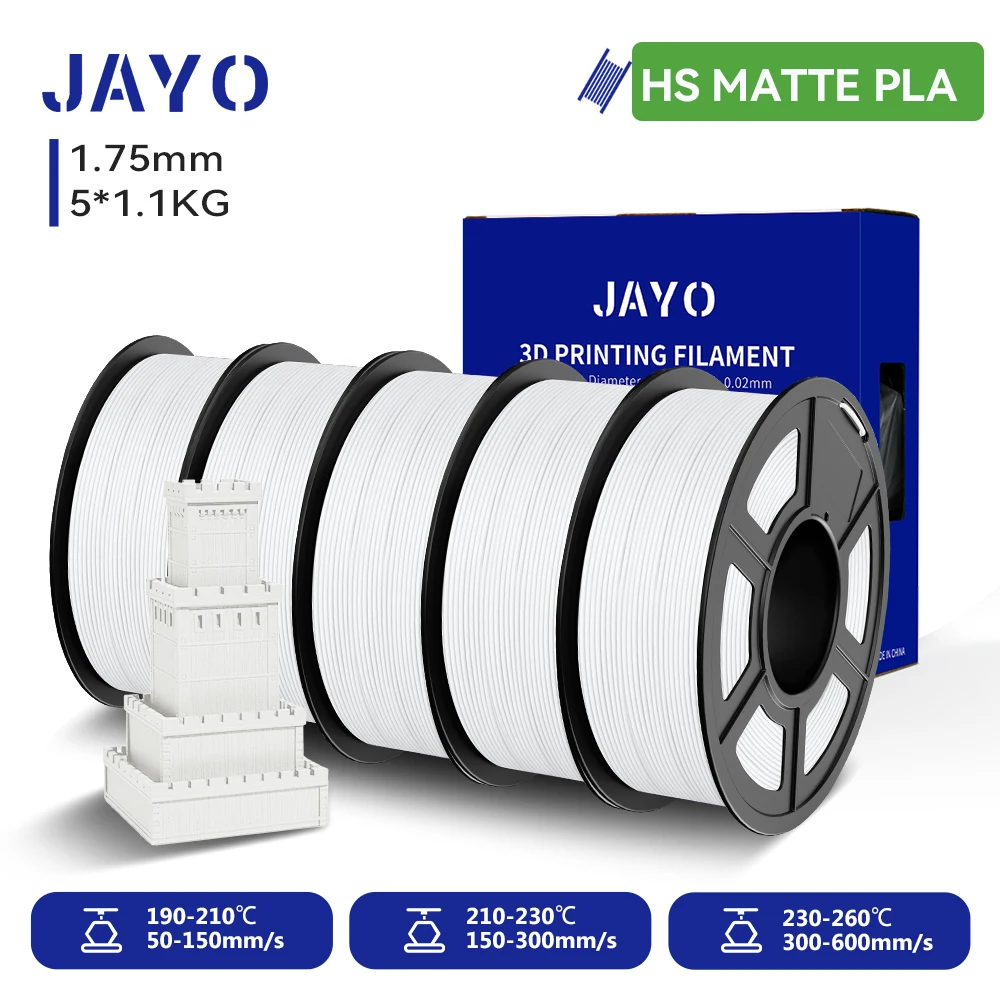 JAYO 3D Printer High Speed Matte PLA Filament 1.75mm 300-600mm/s Print Range High Flow Speedy PLA 3D Printer Filament for 3D