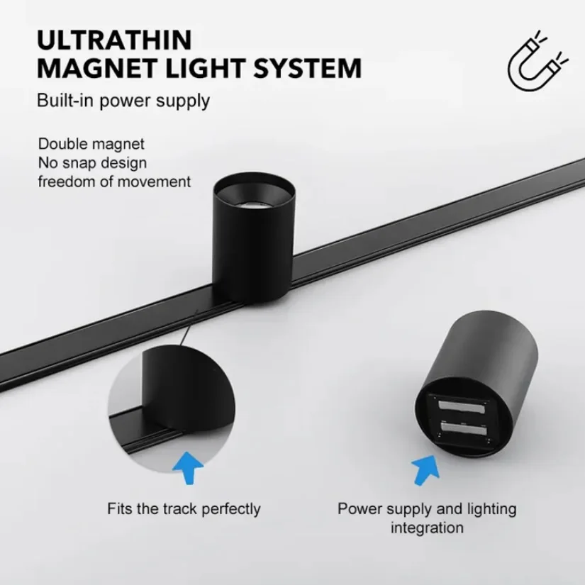 Tuya Intelligent Wifi Required 5mm 48V Surface Mounted Magnetic Track Lights System Led Ceiling Lamp Rail Light Spotlight 4