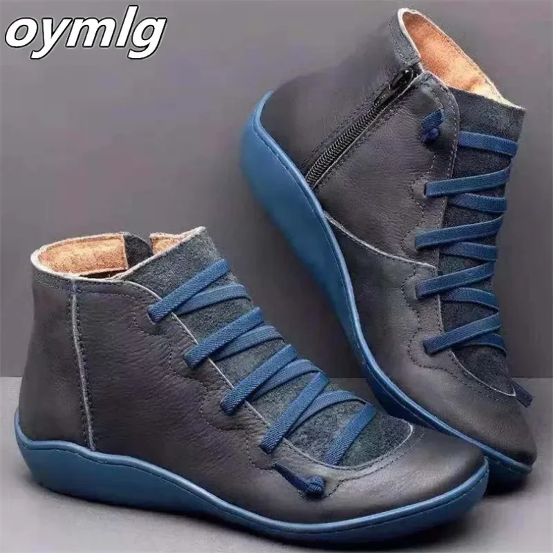 Women Winter Boots 2019 Comfortable Chaussure Homme Casual Flat Boots Women Microfiber Leather Winter Autumn Hiking Ankle Boot