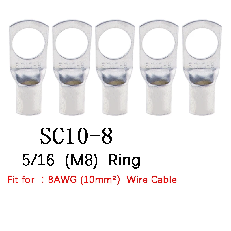 25 Bare Copper Ring Terminals – 4 Gauge, 3/8” Hole, Unplated For Battery Cables