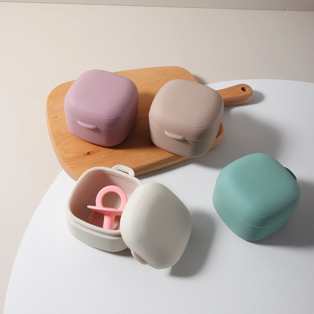 Baby Pacifier Case food storage box Silicone Nipple Cover for infant pacifier holder plastic pacifier box