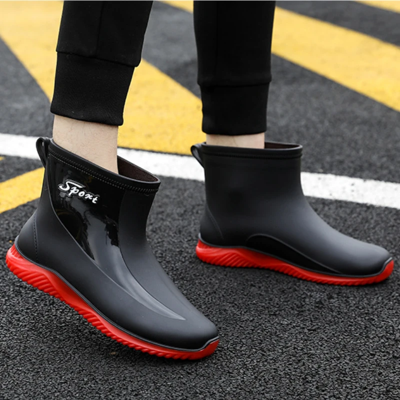 Rubber Shoes for Men Waterproof Rain Boots Ankle Galoshes Husband