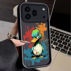 Shockproof Duck Print Flexible Silicone Case, Protective Cover for Honor 600e (Black)