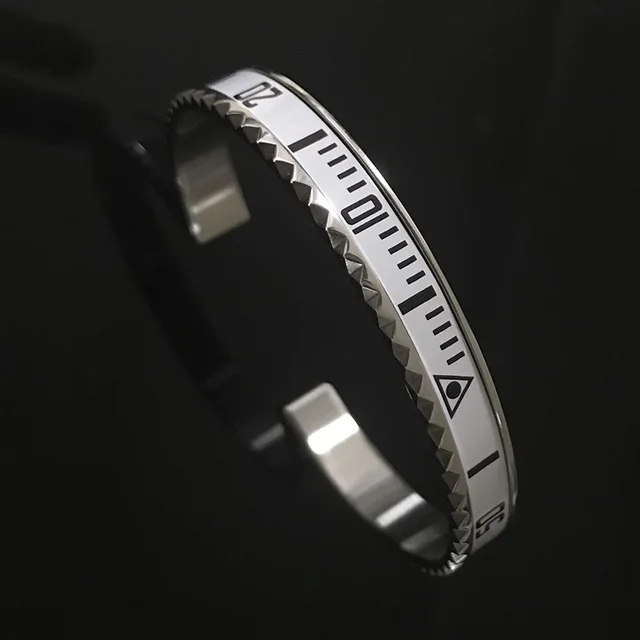 2021 Dial Steel Speedometer Bracelets & Bangles bracciale uomo Stainless Steel Bangles Cuff Bangle Bezel Pulseiras Bijoux white