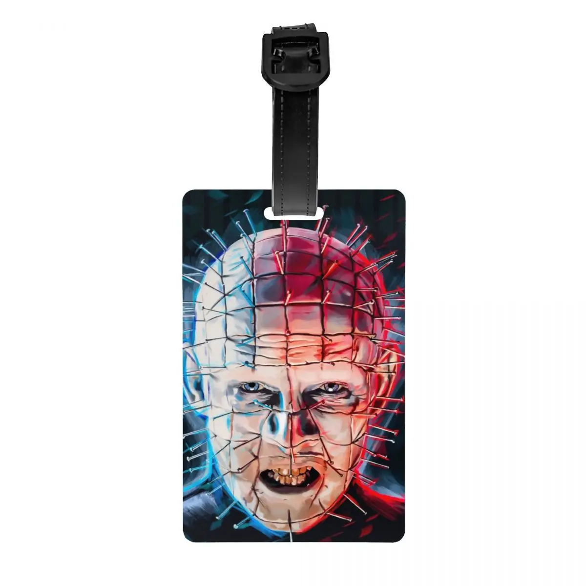 

Custom Pinhead Hellraiser Luggage Tag With Name Card Halloween Horror Movie Privacy Cover ID Label for Travel Bag Suitcase