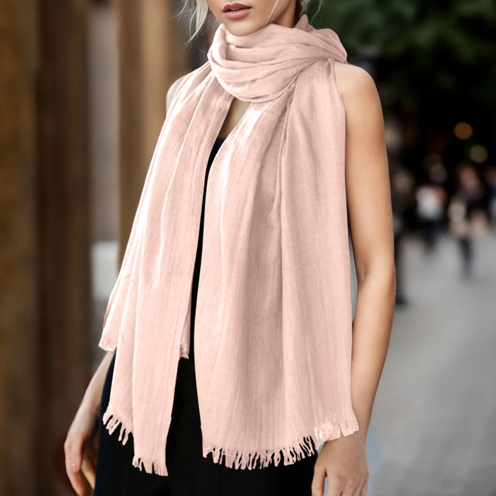 

Thick Warm Winter Scarfs Womens Solid Color Lady Wrap Tassel Scarves Linen Scarfs Blanket Solid Shawl Wraps Bandana Lady Scarves