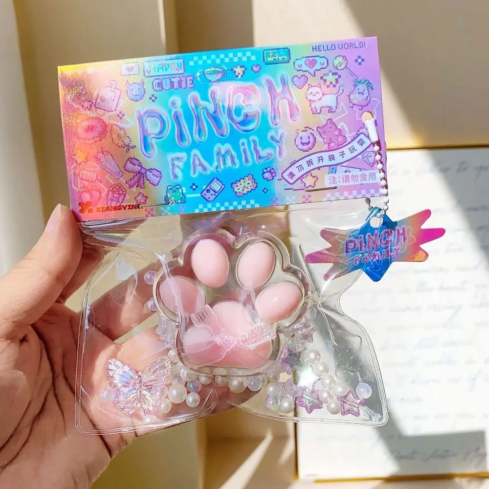 Sensory Toys fidget toys anti stress toy cat paw squeeze toy release pressure toy squishy toys stress relieving toy decompression toy TPR Cat Paw Slow Rebound Toy Transparent Bow Squeeze Cat Paw Soft Pearl Claw Pinch Toy Decorative