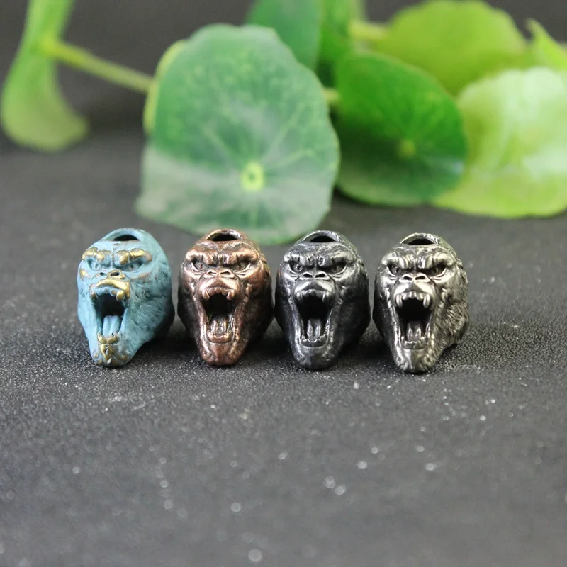 Angry Gorilla EDC Brass Knife Beads Cartoon Animal Orangutan DIY Woven Umbrella Rope Lanyard Charms Paracord Pendant Accessories