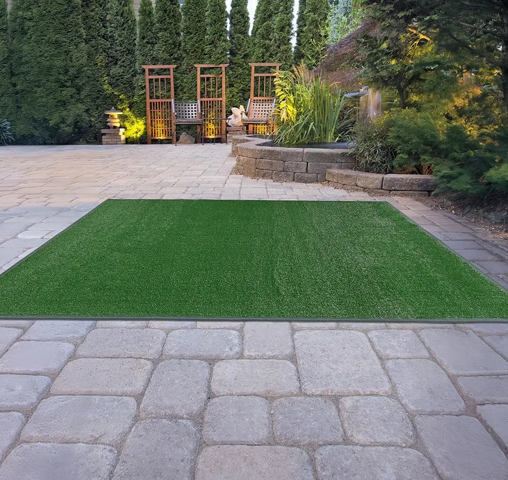 Artificial Grass 12 Ft. X 12 Ft. Large Indoor/Outdoor Area Rug Green -Lush Green, Durable, and Low-Maintenance for Patios, Lawns