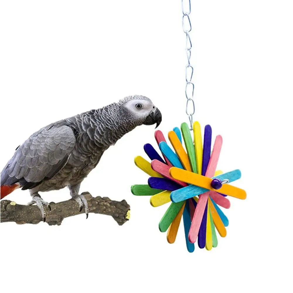 

Colorful Parrot Teeth Grinding String Hanging Wood Parrot Cage Swing Toy Bird Chew Toy Flowers Colorful Hanging Biting Toys