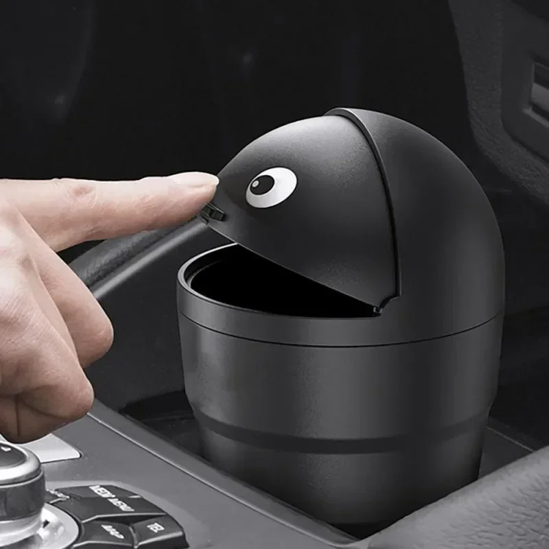 Car Trash Can Universal Car Trash Can Auto Organizer Storage Box with Swing Lid Cute Mini Automotive Leakproof Vehicle Trash Bin for Car