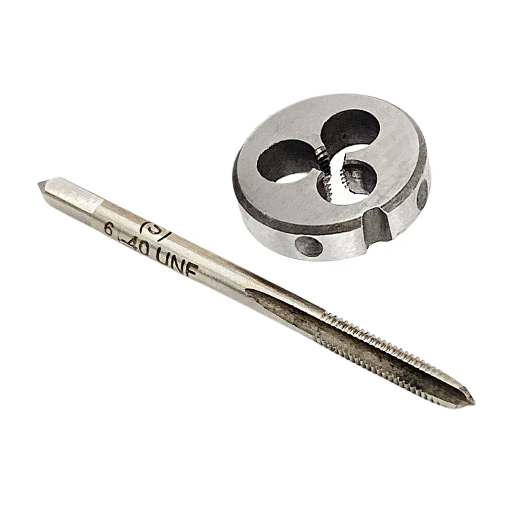 

2PCS HSS 6-40 UNF Tap&Die Right Hand Screw Thread For Stainless Steel Iron Cutting Metlworking Repairing Manual Tools Set