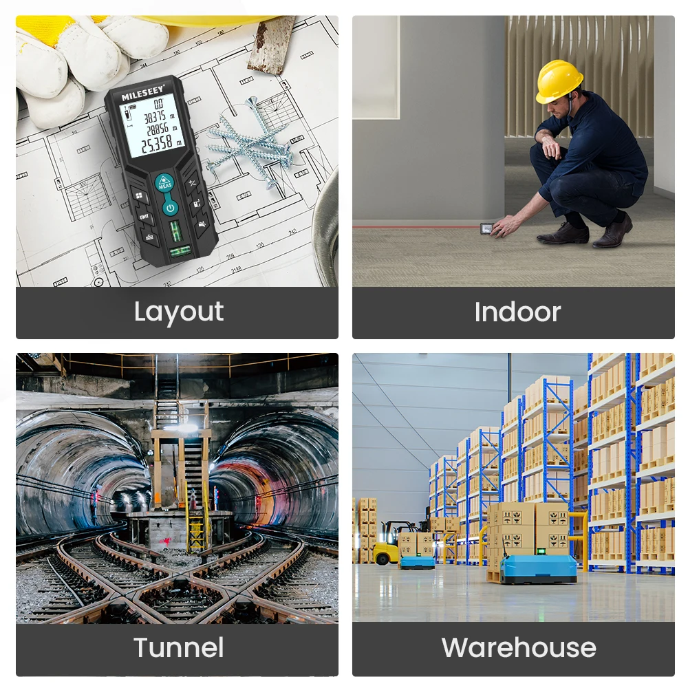 Mileseey-充電式レーザーメーター、デジタル角度付き距離計
