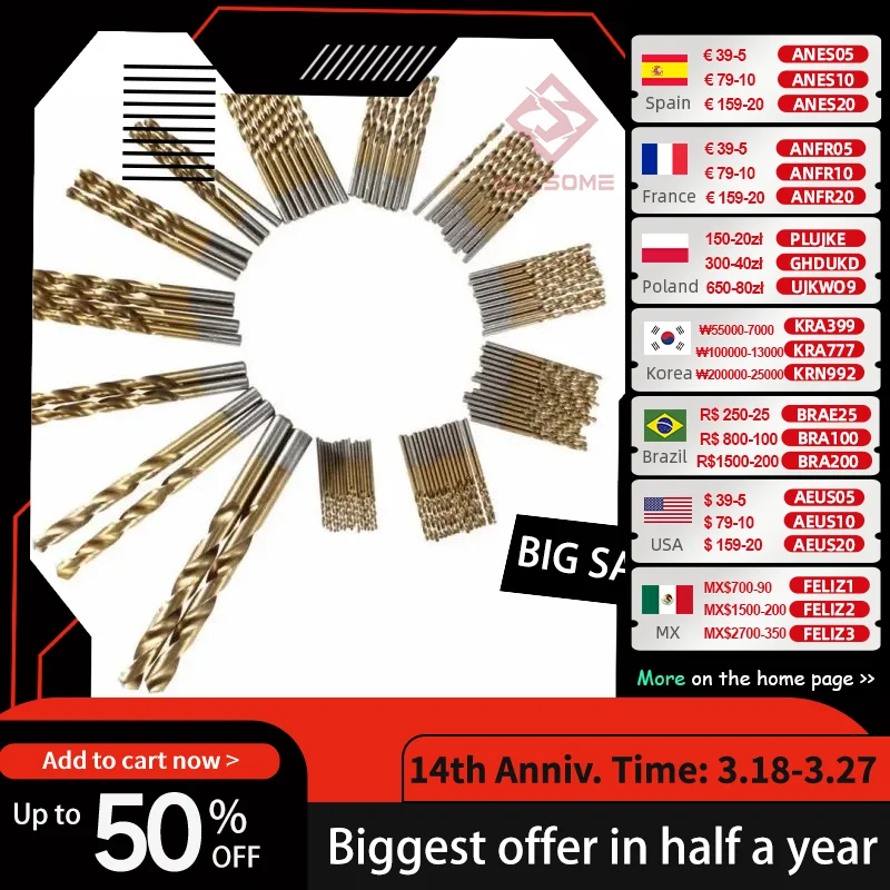

99PC Twist Drill Bit Set Saw Set HSS High Steel Titanium Coated Drill Woodworkin Tool 1.5-10mm For Cordless Screwdriver