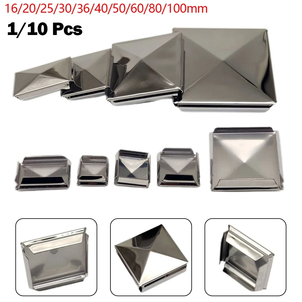Column Cap Stainless Steel To Steel Galvanized Cover Cap Pyramid 16/20/25/30/36/40/50/60/80/100mm Decorative Closure