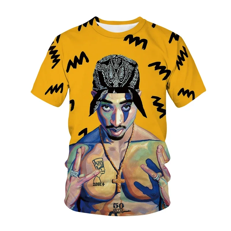 

2024 New Men Summer Printing T-Shirt Short Sleeve Clothing Cool RAPPER Streetwear Fashion Music Festival Casual Tees&Tops