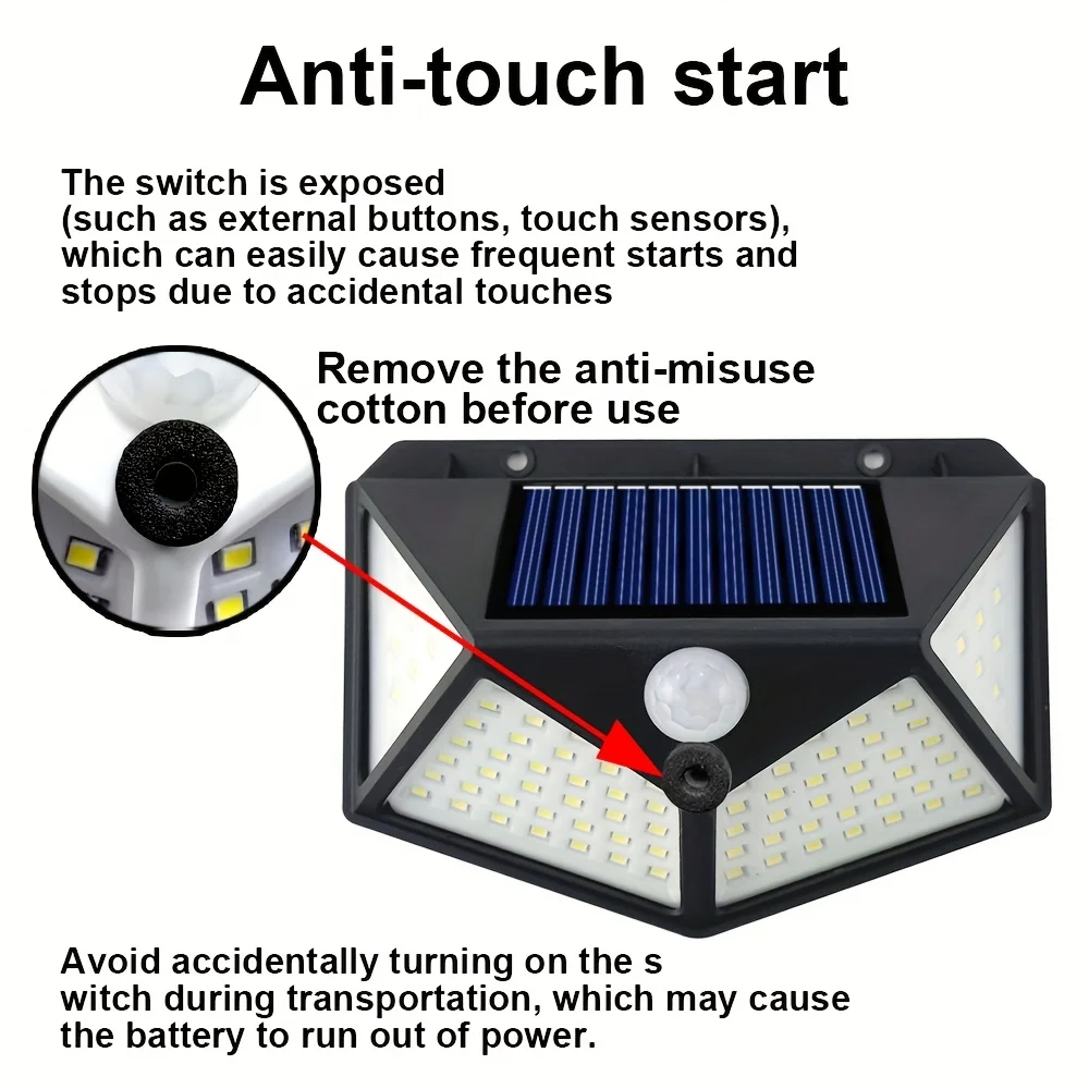 1/2/3/5Pcs 100 LED Wall Lights Outdoor Solar Lamp PIR Motion Sensor Solar Powered Sunlight Street Light for Garden Decoration