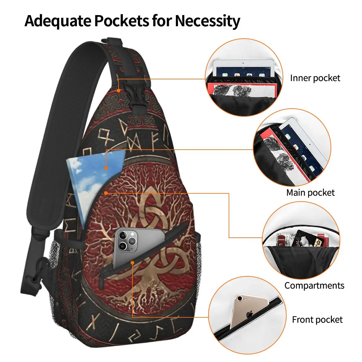Norse Mythology Viking Crossbody Bag Sports Tree Of Life