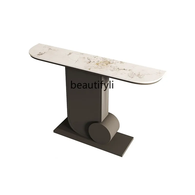

Nordic Paint Console Light Luxury Stone Plate Console Tables Hall Cabinet Simple Modern Decorative Table