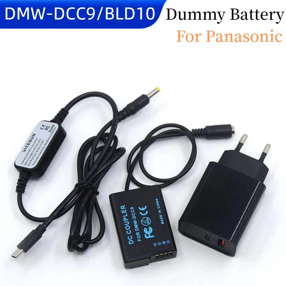 

PD Fast Charger DC USB C Cable BLD10 Dummy Battery for Panasonic DMC GX1 GF2 G3 G3K G3R G3T G3W G3EGK Camera DCC9 DC Coupler