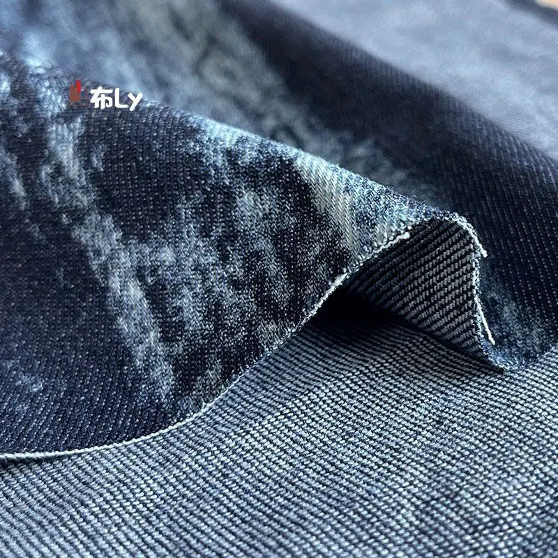 다크 블루 리버 그라인딩 하이엔드 데님 원단 크리에이티브 DIY 가방 바지 의류 디자이너 원단 변형