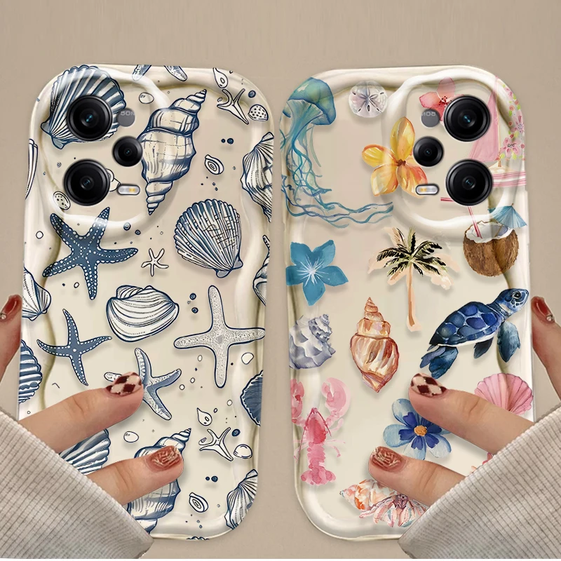 Floral Marine Organism Design Clear Phone Case