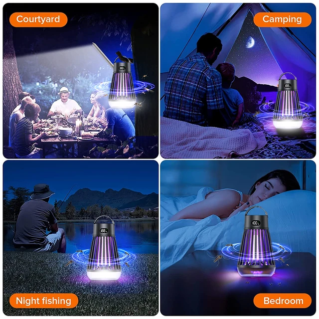 2 Az 1 -Ből Szúnyog Gyilkos Lámpa Lcd Éjszakai Könnyű Elektromos Gyilkosságok Légycsapda Led Rovar Visszautasító Töltés Bug Zapper Otthoni Kültéri Kemping - Image 5