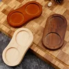 Pepper Mill Tray Wooden Bamboo Salt Pepper Shaker Stand Double Hole Base Tea Tray Home Decor Seasoning bottle Storage Holder 3