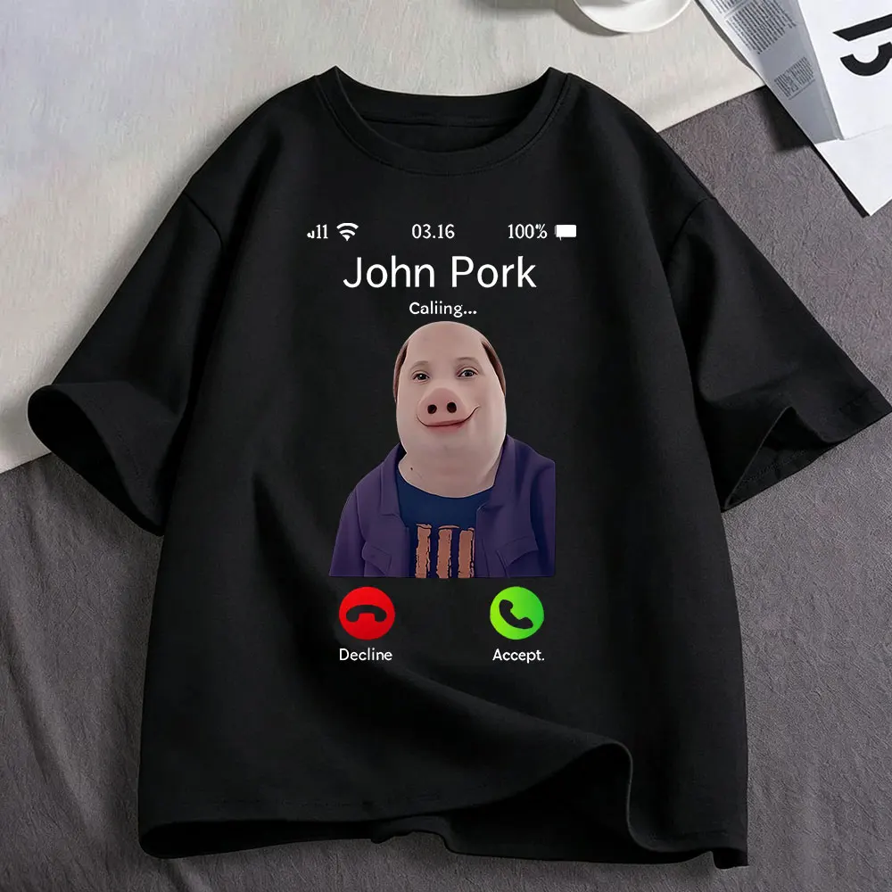 John Pork Is Calling Funny Meme T 셔츠 남성 여성 의류 코튼..
