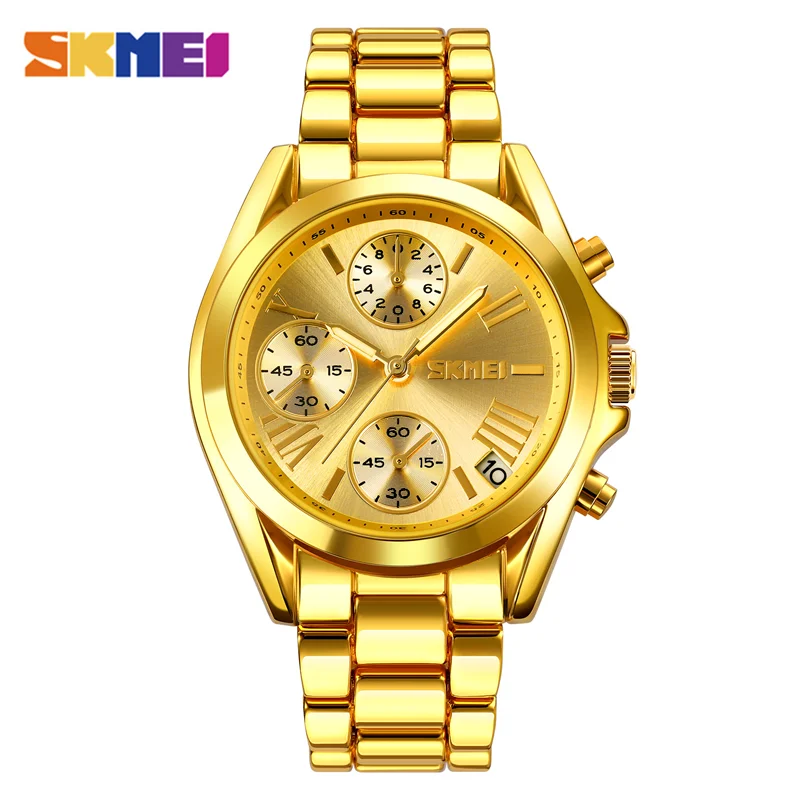 

SKMEI New Fashion Luxury Quartz Watch For Women Stopwatch Waterproof Steel Belt Wristwatches Business Clock Relogio Feminino