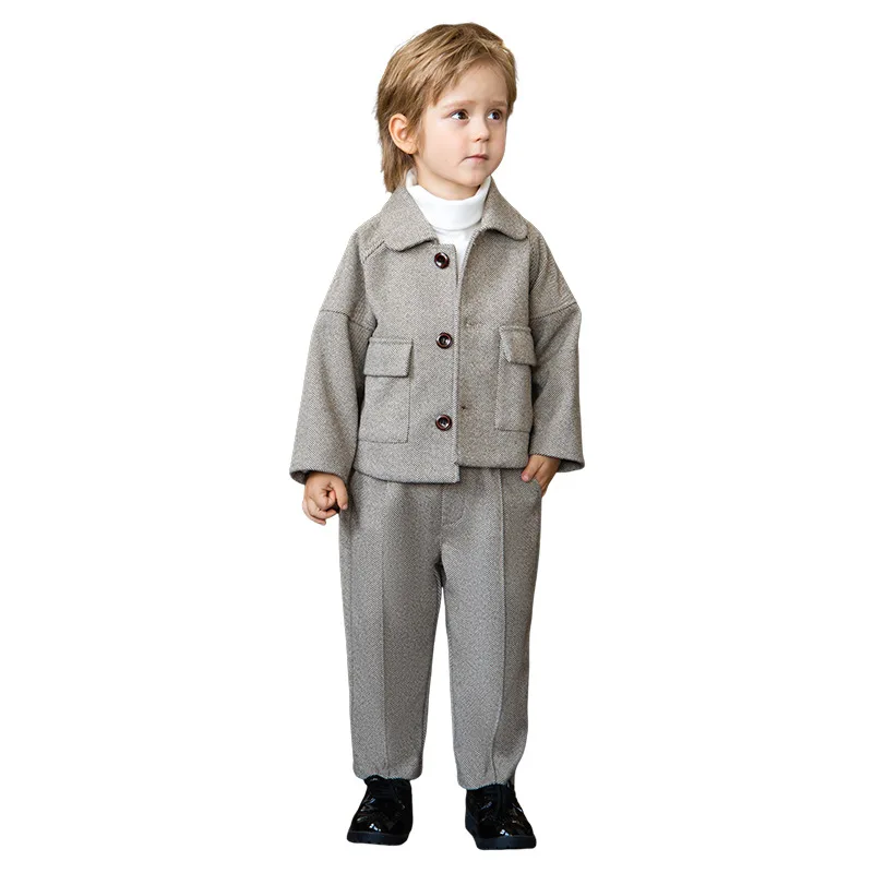 Abiti per ragazzi per bambini Autunno Inverno Bello stile britannico per bambini Completi per ragazzi Set Abito formale per fotografia per ragazzi di un anno - immagine 5