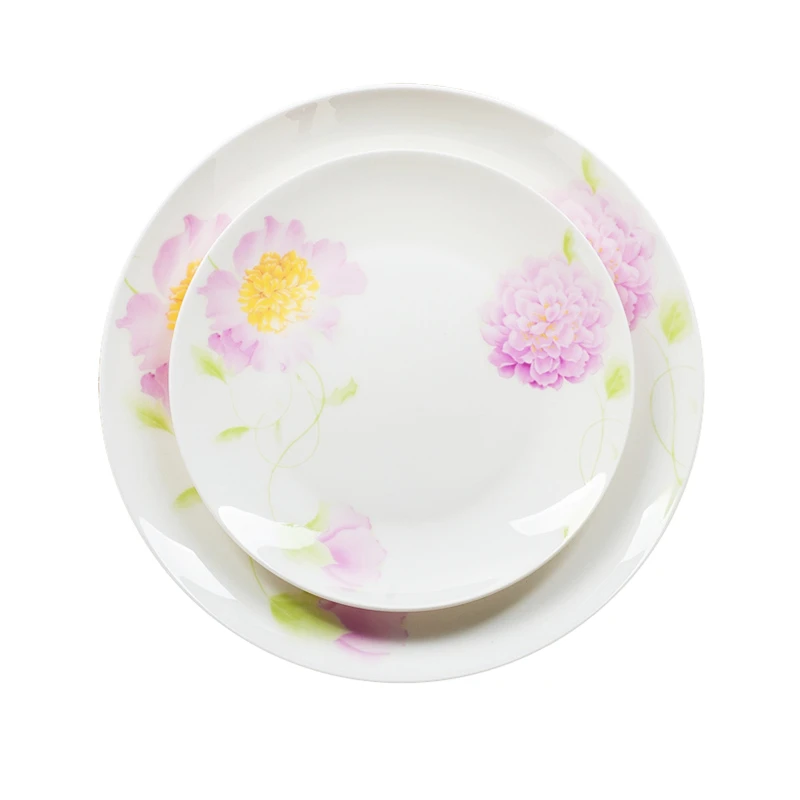 2pcs set, 8+10inch, real bone china charger plate set, sun-flower painting, porcelain dinner plates breakfest plate set
