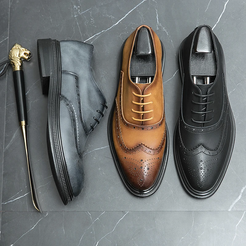 Classic genuine leather Duroc mesh breathable business casual leather shoes, wedding banquet, business work shoes