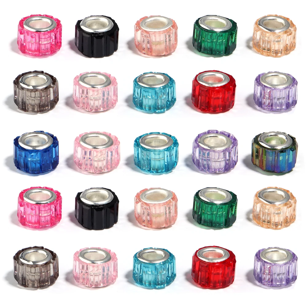 

20pcs Cylindrical Big Hole Resin Beads 11x8mm Colorful Loose Spacer Beads For Making DIY Jewelry Pendant Necklace Hole 4.5mm