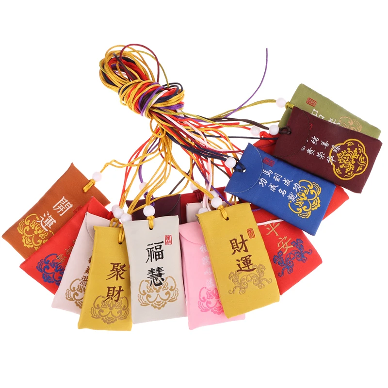Embroidery Pray Bag Sachet Lucky Blessing Bag Guard Talisman Healthy Wealth Safty Car Mirror Interior Pendant Party Gift Favor embroidery sachet bag
