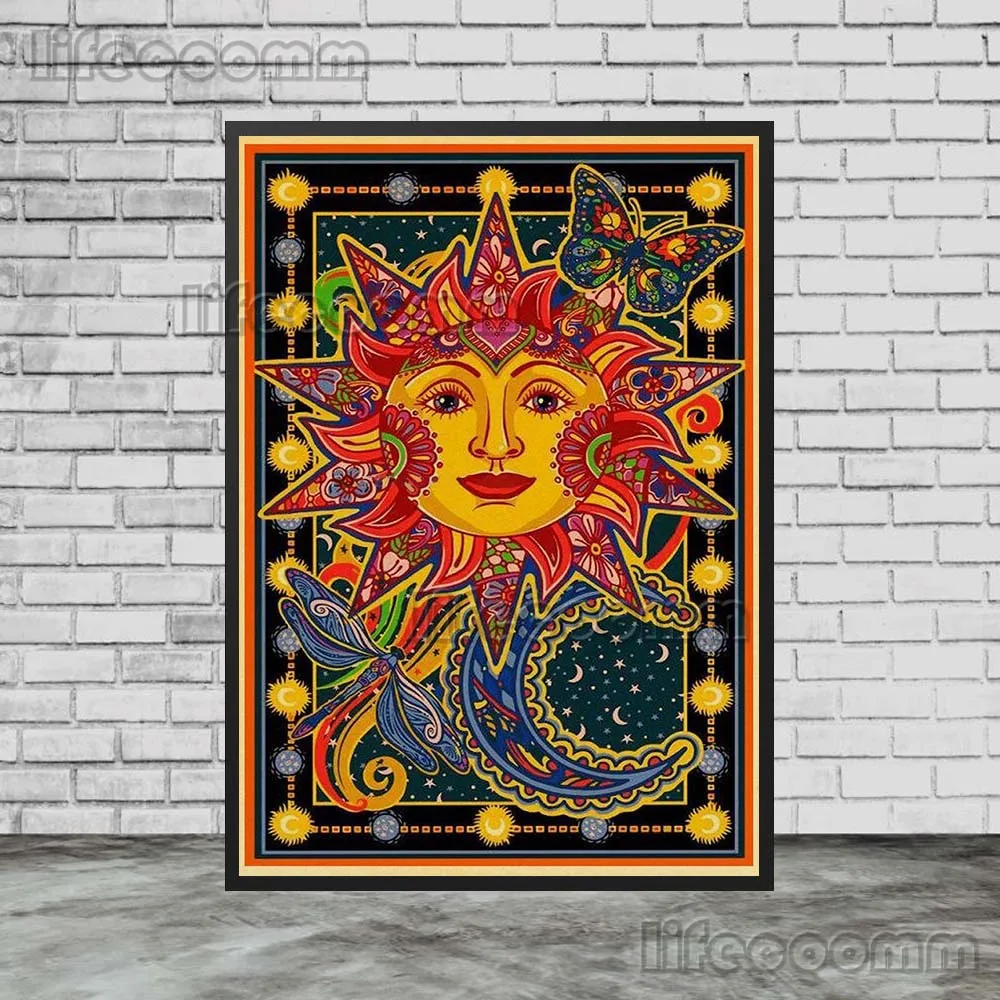 Celestial Bohemian Canvas Art: Sun, Moon, Stars & Planets Wall Decor