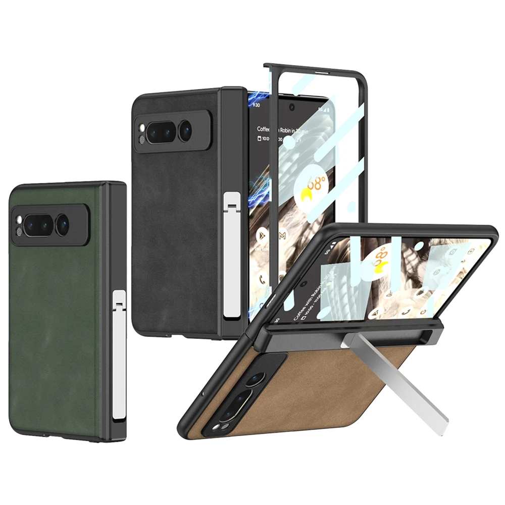 

Eco-friendly Sustainable Vegan Leather Case For Google Pixel Fold With Screen Protector Magnetic Hinge All-Inclusive Kickstand